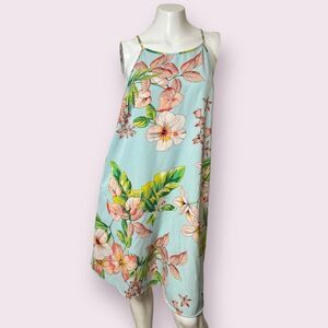 New York and Company Tropical Floral Above the Knee Key Hole Back Sleeveless Dre